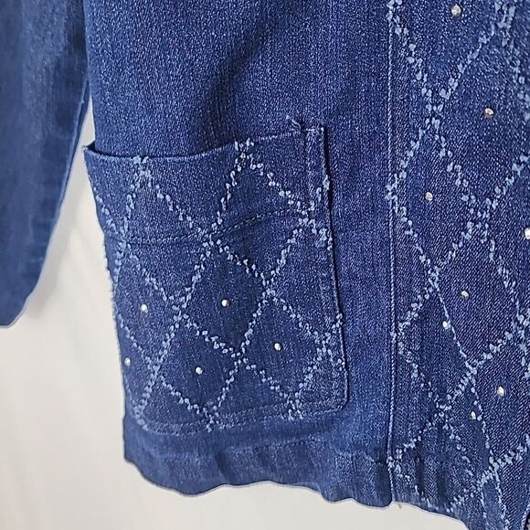 Lightweight Denim Jacket With Lattice Faceted Stud Detail Size 12 - Picture 4 of 8